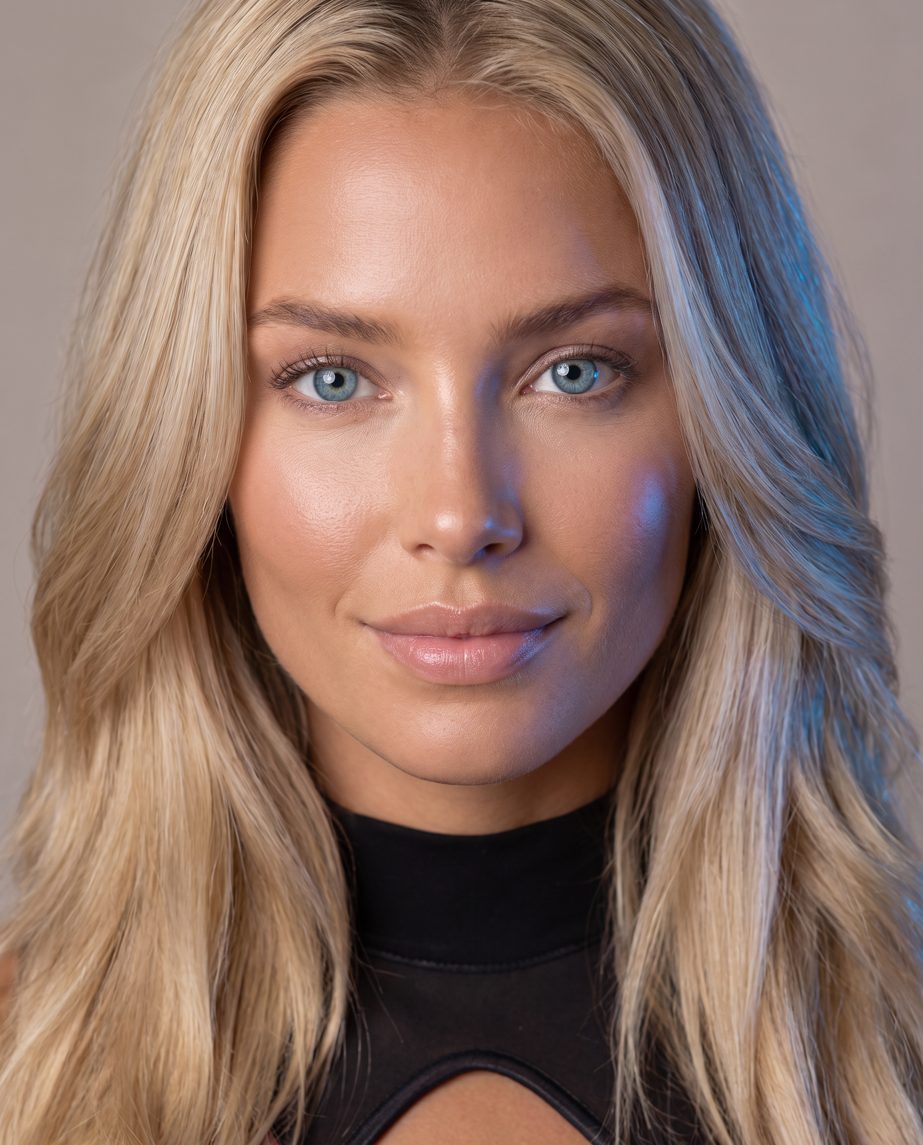 Digital persona beauty close-up — virtual human with consistent facial identity