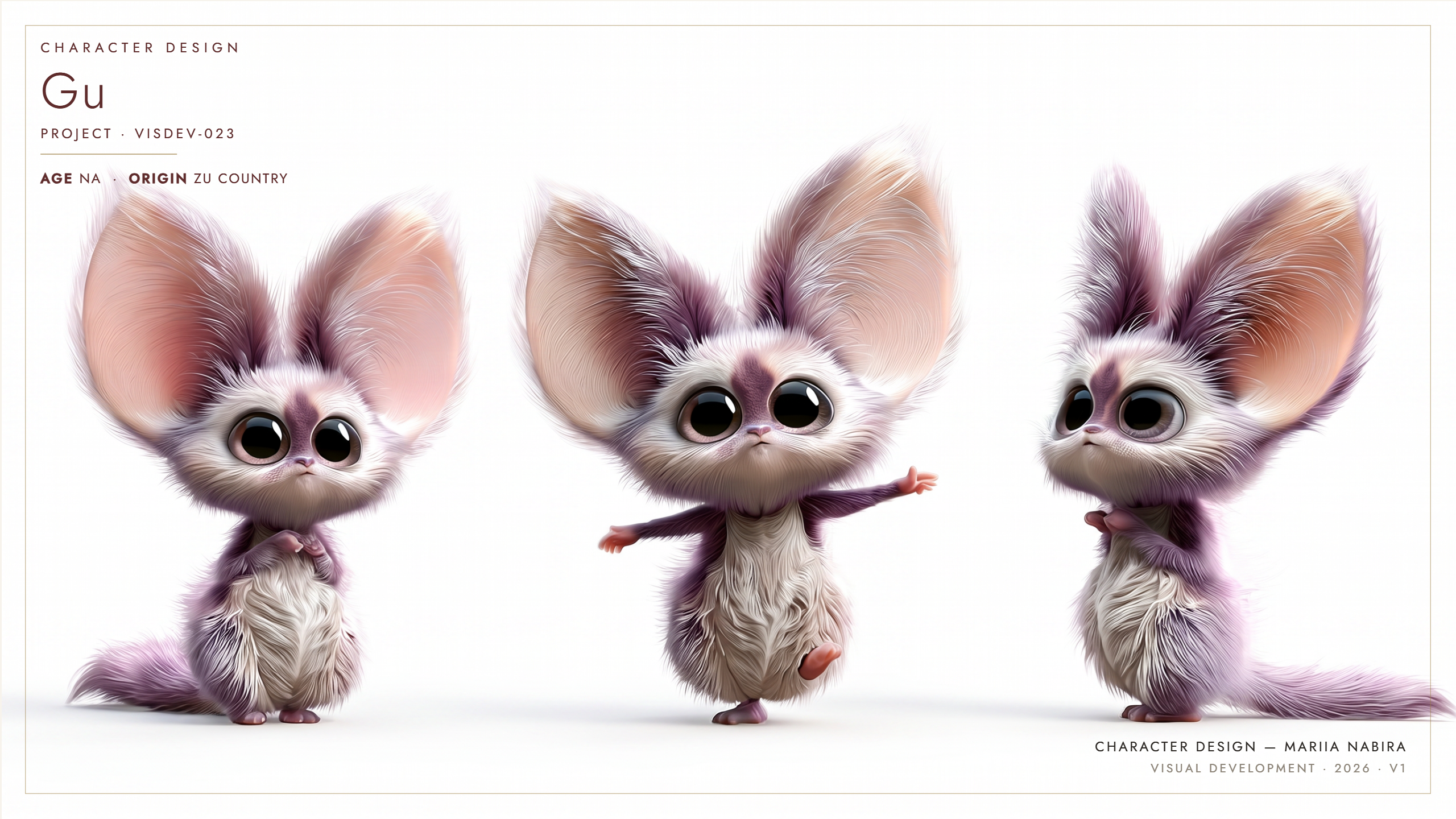 Original character design in Luminous Realism style — model sheet seven